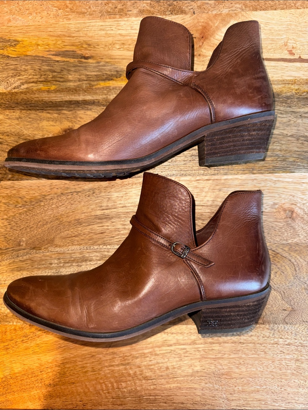 Women’s Sam Edelman Morgan Brown Leather Ankle Boots - size 9  Slip-On Chelsea